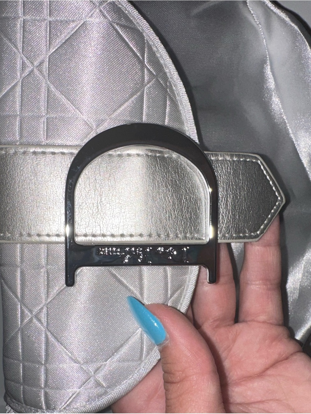 Silver Metallic Quilted Crossbody with Silver Hardware
